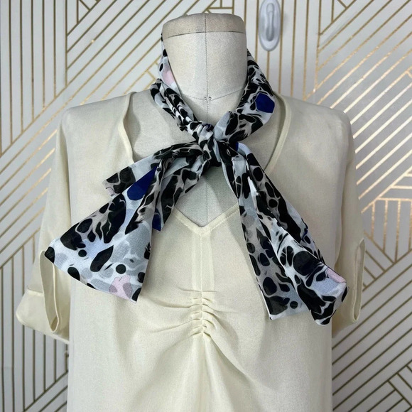 Just Cavalli Ivory‎ See Through Scarf Decorated Blouse Top Size 42 / US 6 - Picture 3 of 12